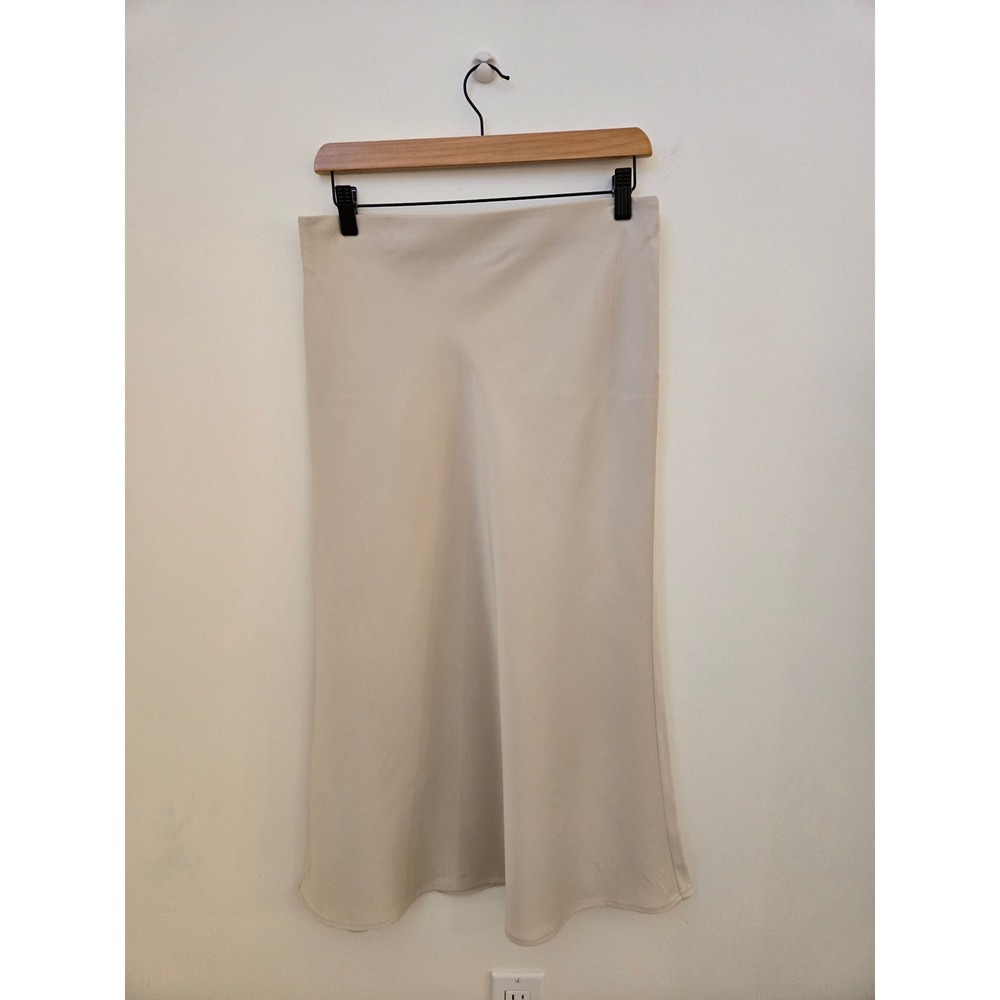 Rachel Zoe Beige Satin Midi Skirt Champagne A-Line J1130 Womens Size 6